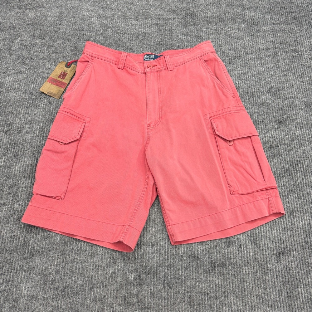 NWT Vintage Polo Ralph Lauren Gellar Fatigue Cargo Shorts Mens 33 Salmon Baggy